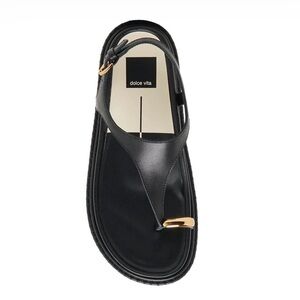 Dolce Vita Stefan Black Sandals with Gold toe ring